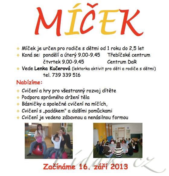 1. obrázek Míček - cvičení na míčích s malými dětmi - Třebíč