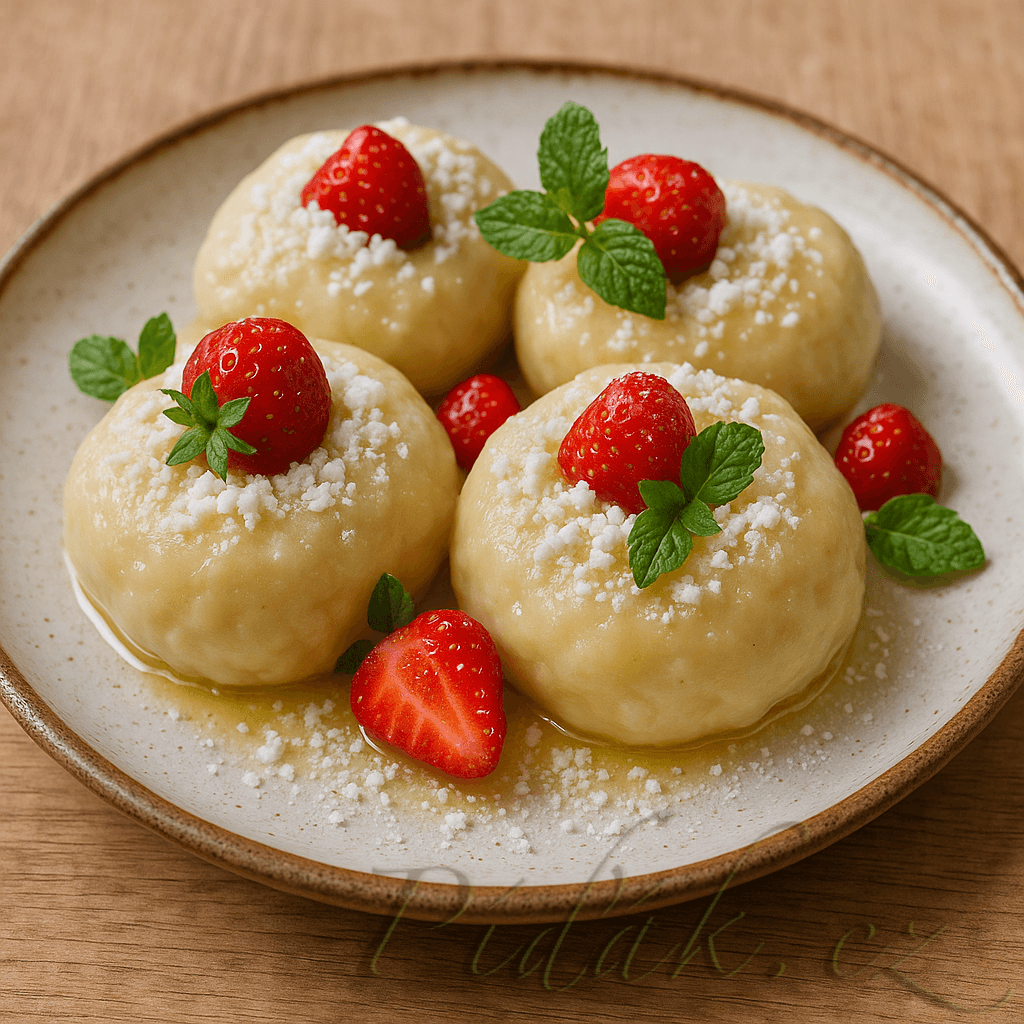 1. obrázek Kynuté jahodové knedlíky 