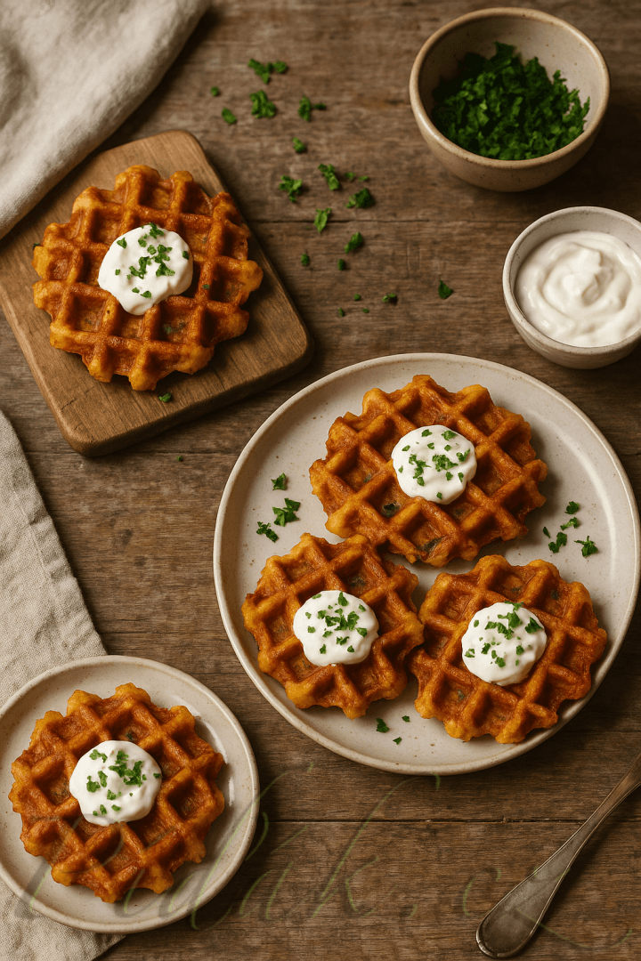 1. obrázek Slané bramborové vafle se sýrem a šunkou
