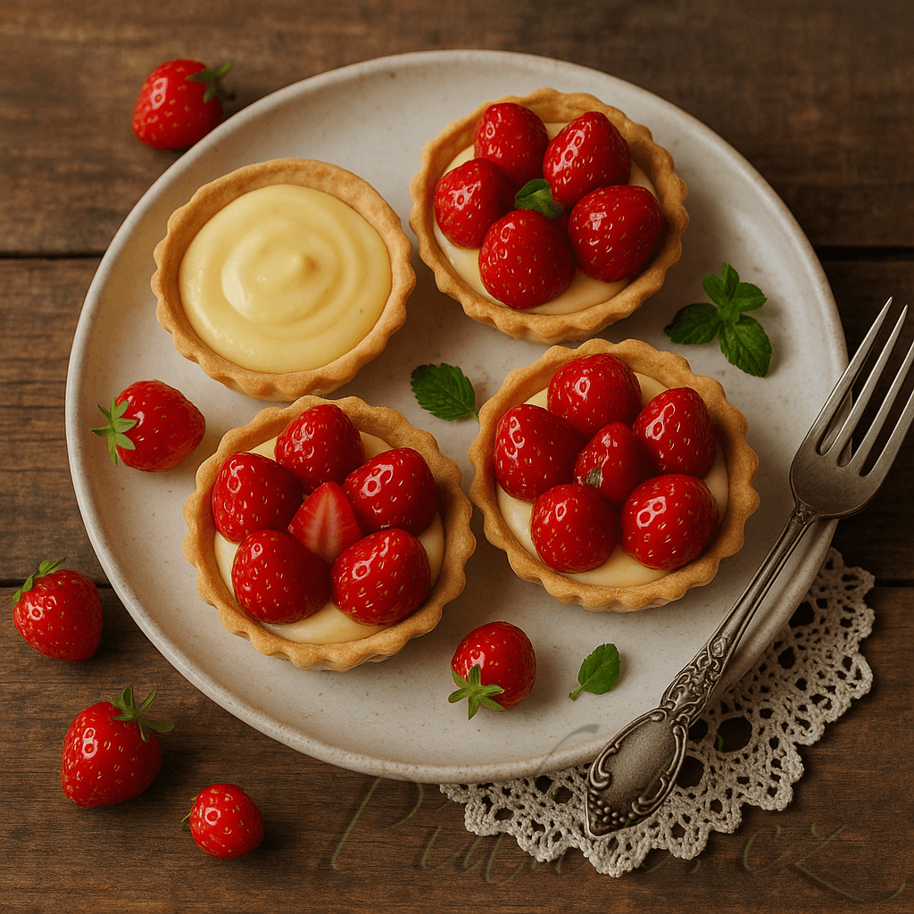 1. obrázek  Jahodové košíčky s vanilkovým krémem 