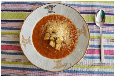 Obrázek Lilková polévka s parmezánem a krutony